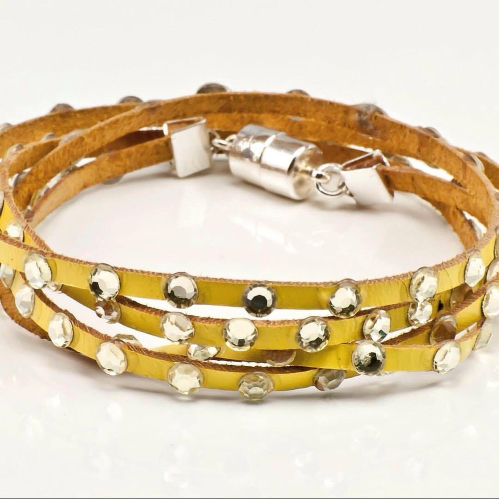 Swarovski Crystal Leather wrap bracelet in yellow